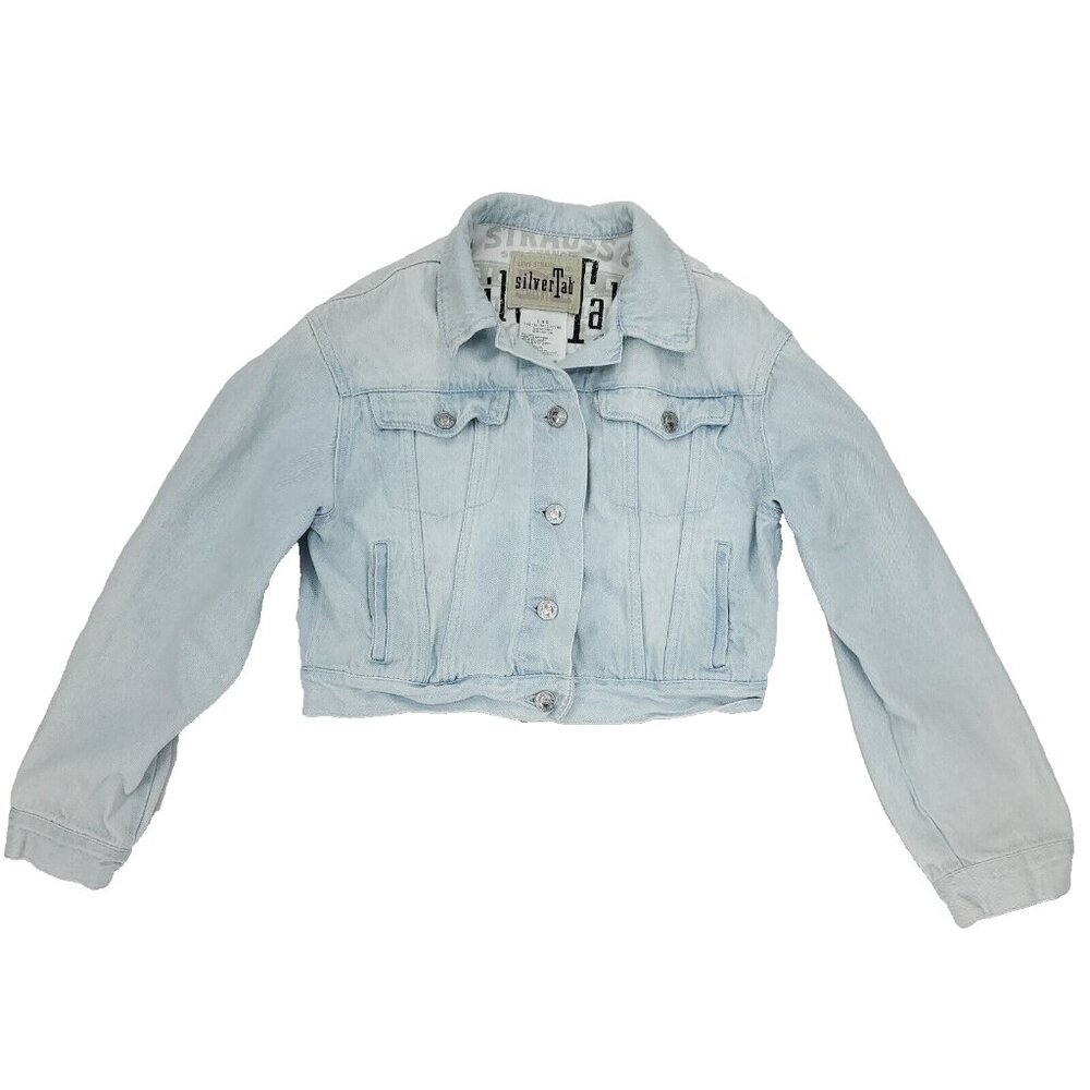 Levis Silver Tab Denim Jacket Teen Girls Large 12-13 Yrs Blue Jean Cropped